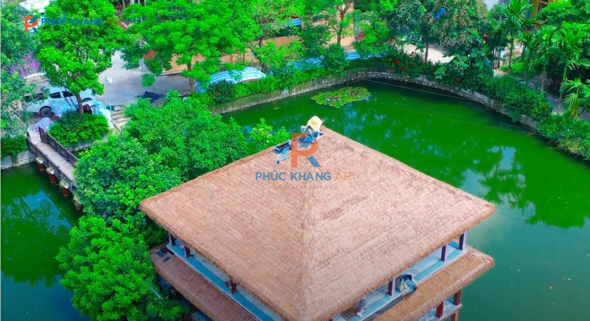 Thi Công Dự Án Biệt thự Bằng Rơm Nhân Tạo ven hồ tại Hà Nam Tháng 11/2022