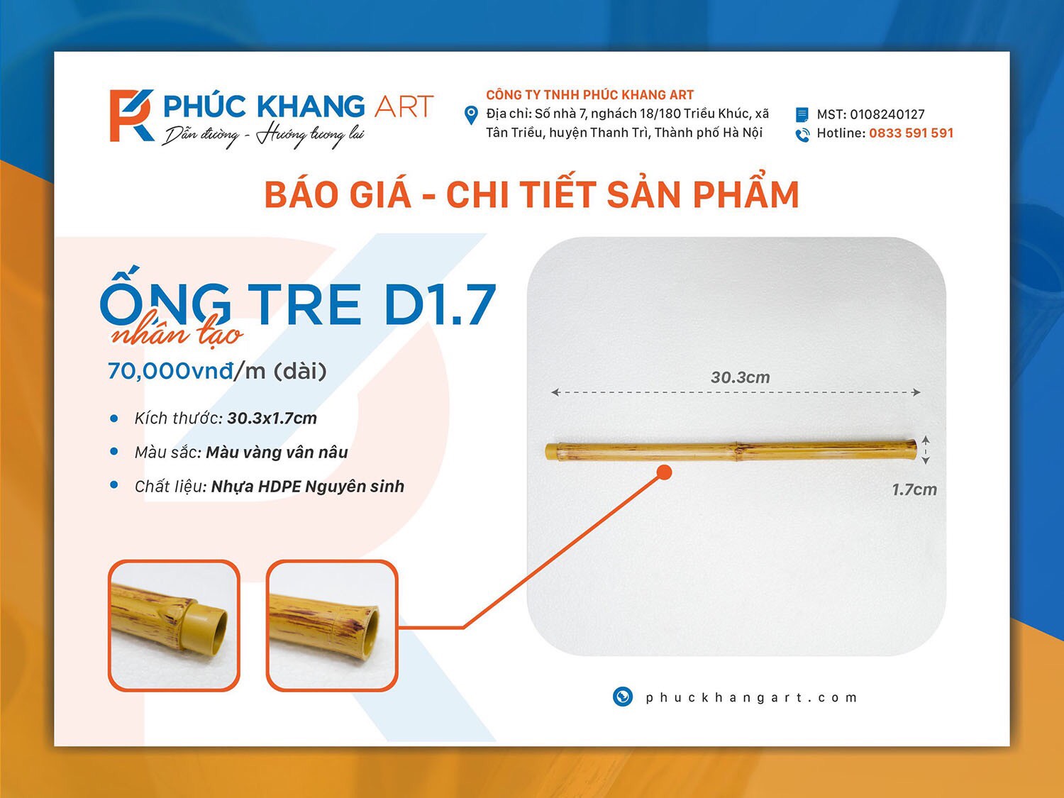 bảng báo giá ống tre nhân tạo
