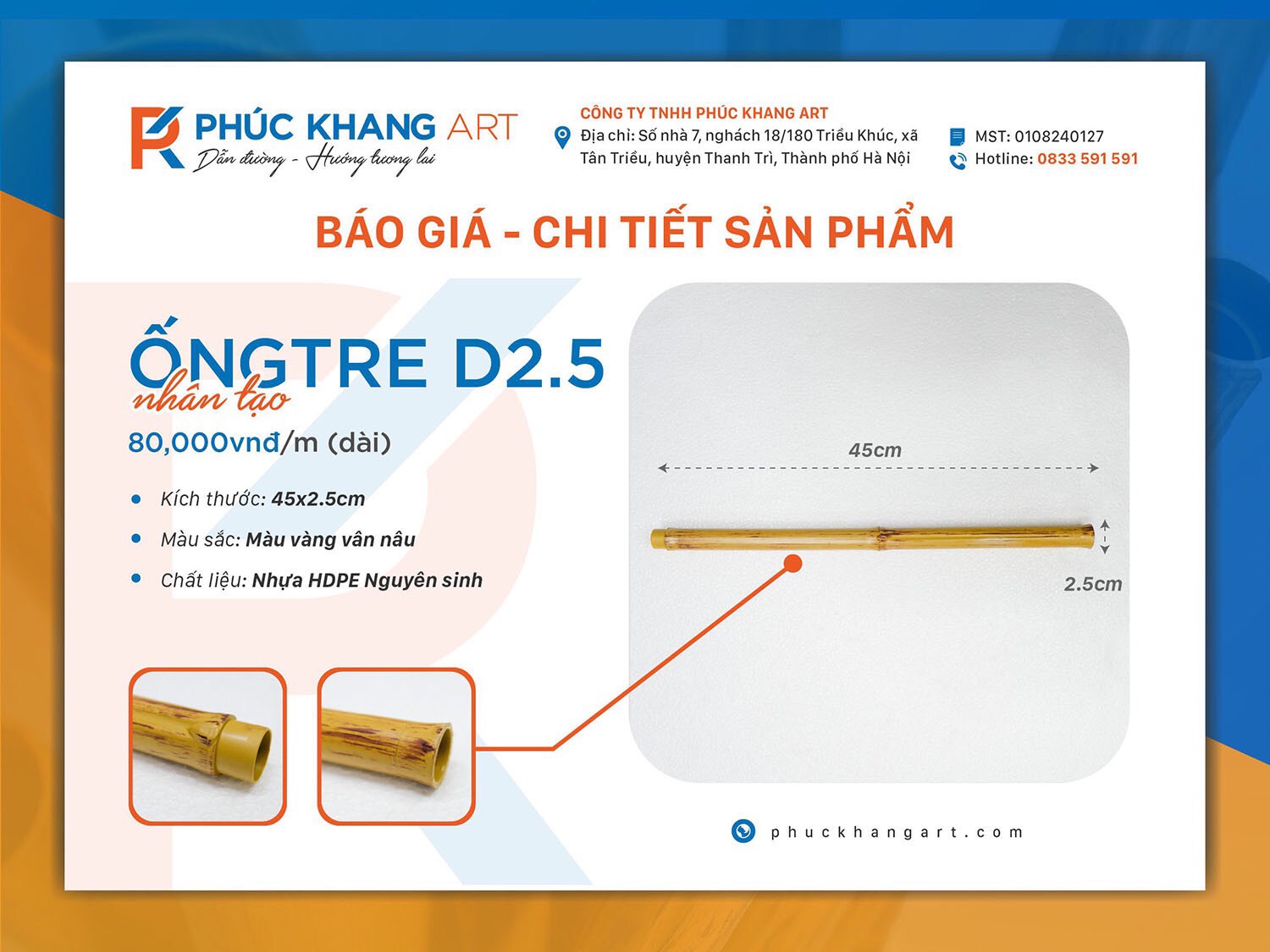 bảng báo giá ống tre nhân tạo
