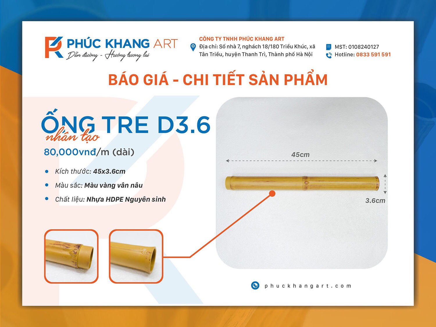 bảng báo giá ống tre nhân tạo
