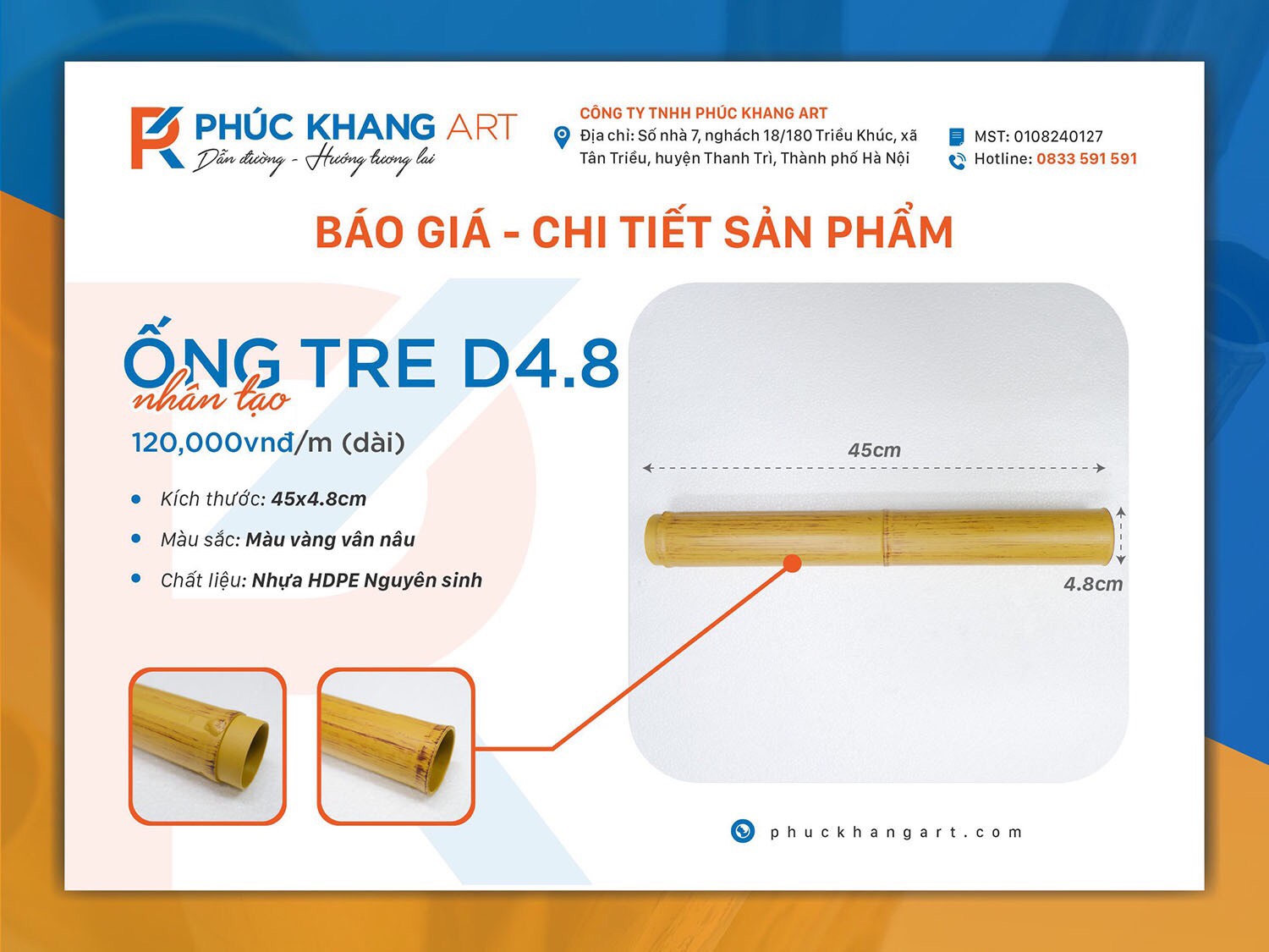 bảng báo giá ống tre nhân tạo