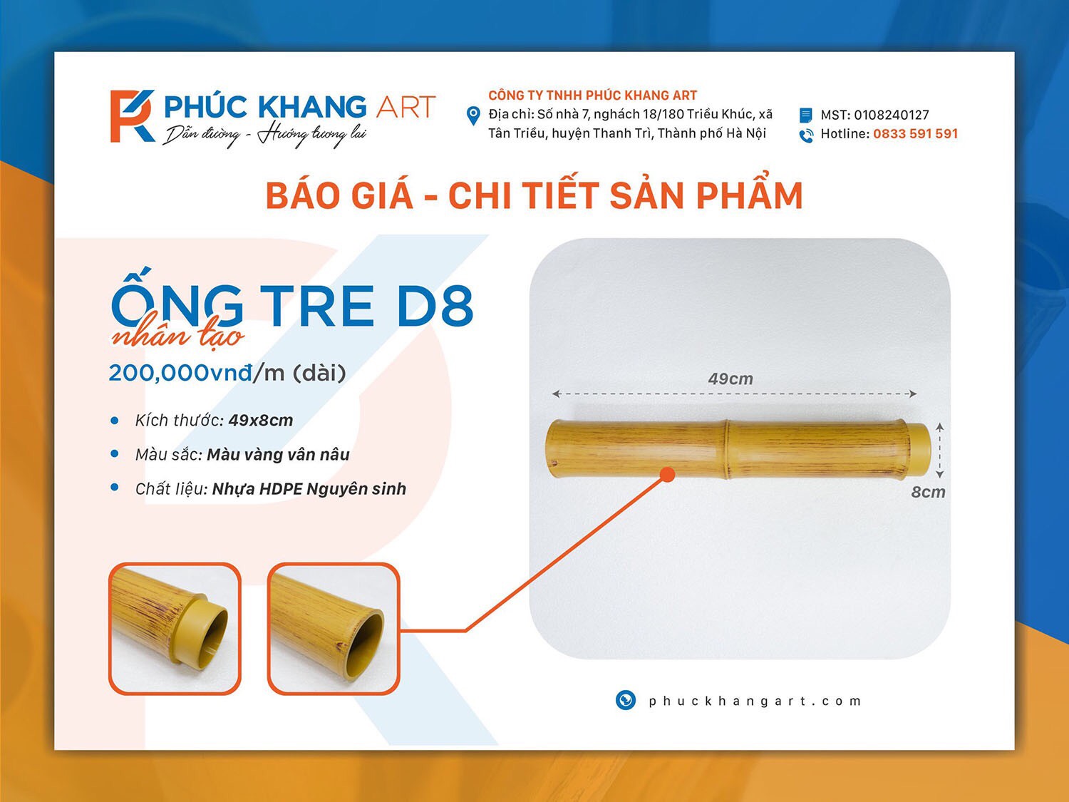 bảng báo giá ống tre nhân tạo