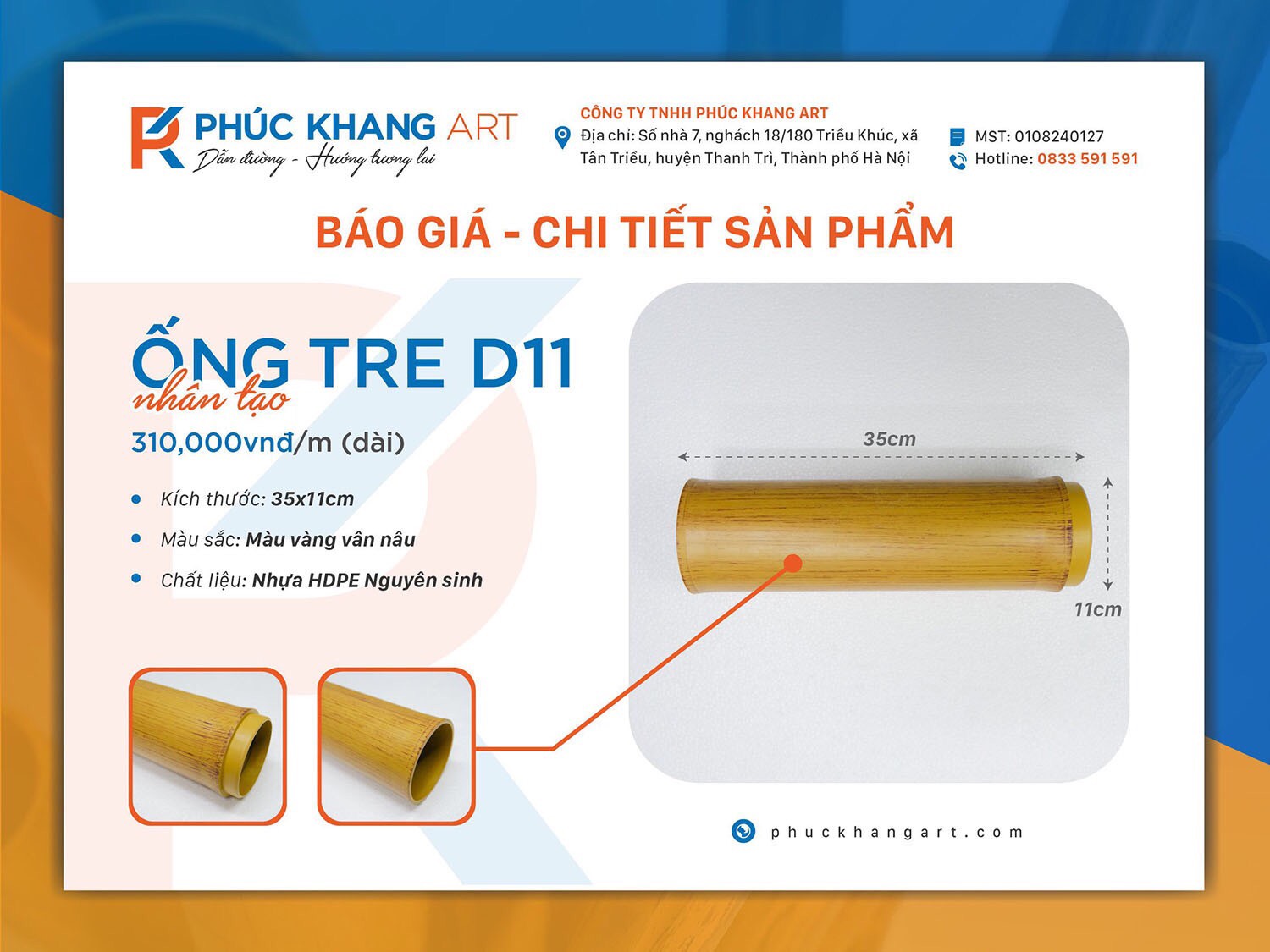 bảng báo giá ống tre nhân tạo